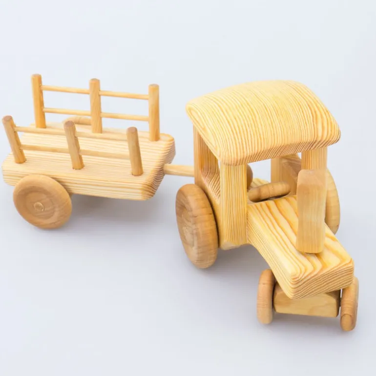 Debresk - Großer Holz Traktor mit Anhänger