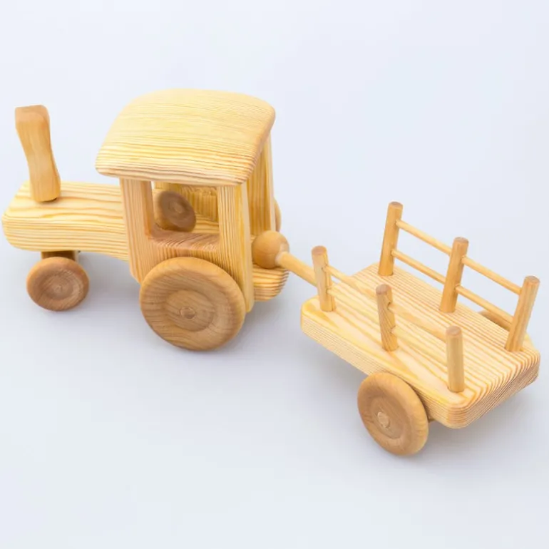 Debresk - Großer Holz Traktor mit Anhänger