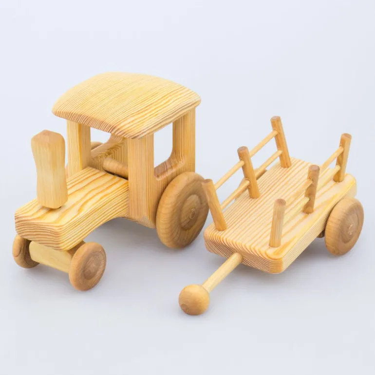 Debresk - Großer Holz Traktor mit Anhänger