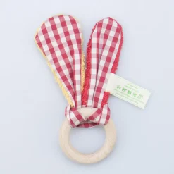 Efie Greifling Holzring mit Tuch gelb