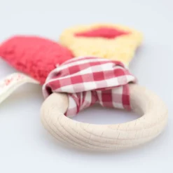 Efie Greifling Holzring mit Tuch gelb