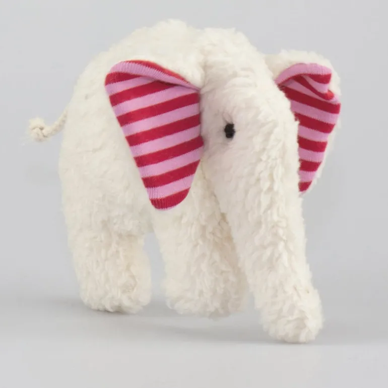 Greifling Elefant natur-rot - mit Rassel / mit Schafwollfüllung / mit Kirschkernfüllung