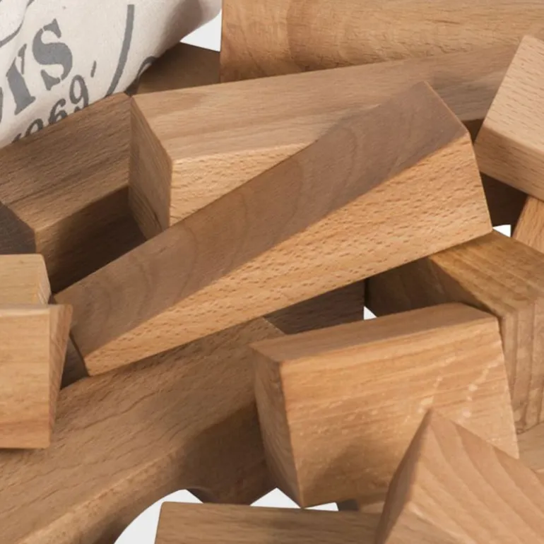 Holzbausteine natur XL im Baumwollsack - 50 Stück