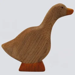 Holzwald Holzfigur Gans Kopf hoch