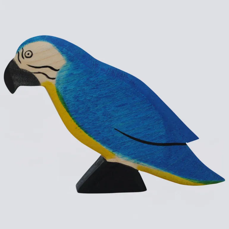 Holzwald Holzfigur Papagei blau
