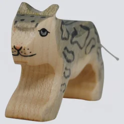 Holzwald Holzfigur Schneeleopard klein