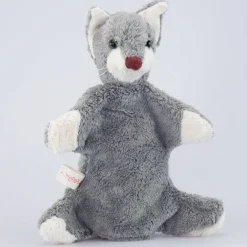 Katze Handpuppe grau