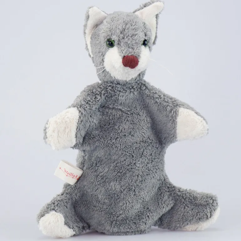 Katze Handpuppe grau