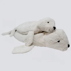 Kuscheltier Robbe groß weiß mit Dinkelspreu-Inlett