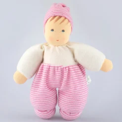 Nanchen Puppe Mops rosa gestreift - 29 cm