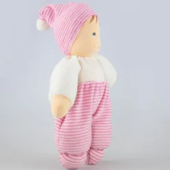 Nanchen Puppe Mops rosa gestreift - 29 cm