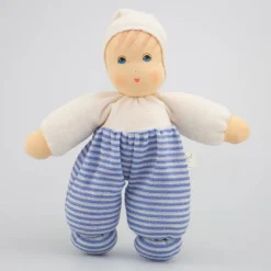 Nanchen Puppe Möpschen blau gestreift - 26 cm