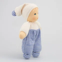 Nanchen Puppe Möpschen blau gestreift - 26 cm