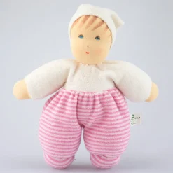 Nanchen Puppe Möpschen rosa gestreift - 26 cm