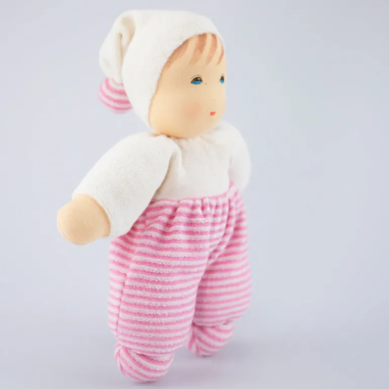 Nanchen Puppe Möpschen rosa gestreift - 26 cm