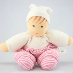 Nanchen Puppe Möpschen rosa gestreift - 26 cm
