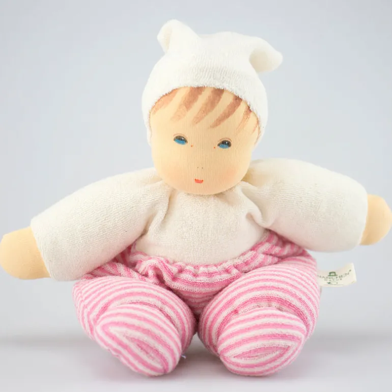 Nanchen Puppe Möpschen rosa gestreift - 26 cm