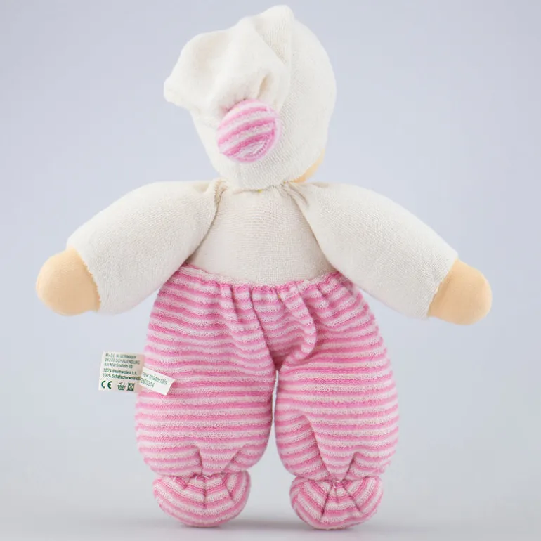 Nanchen Puppe Möpschen rosa gestreift - 26 cm
