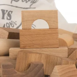 Natürliche Holzbausteine im Baumwollsack - 100 Stück
