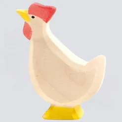 Ostheimer Holzfigur Huhn weiß Kopf hoch