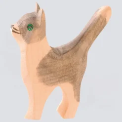 Ostheimer Holzfigur Katze klein Kopf hoch