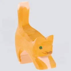 Ostheimer Holzfigur Katze klein Kopf tief