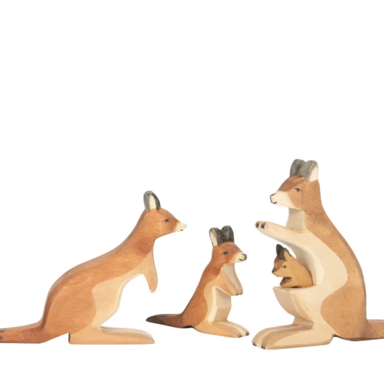 Ostheimer Holzfigur Känguru mit Kind 2-tlg.