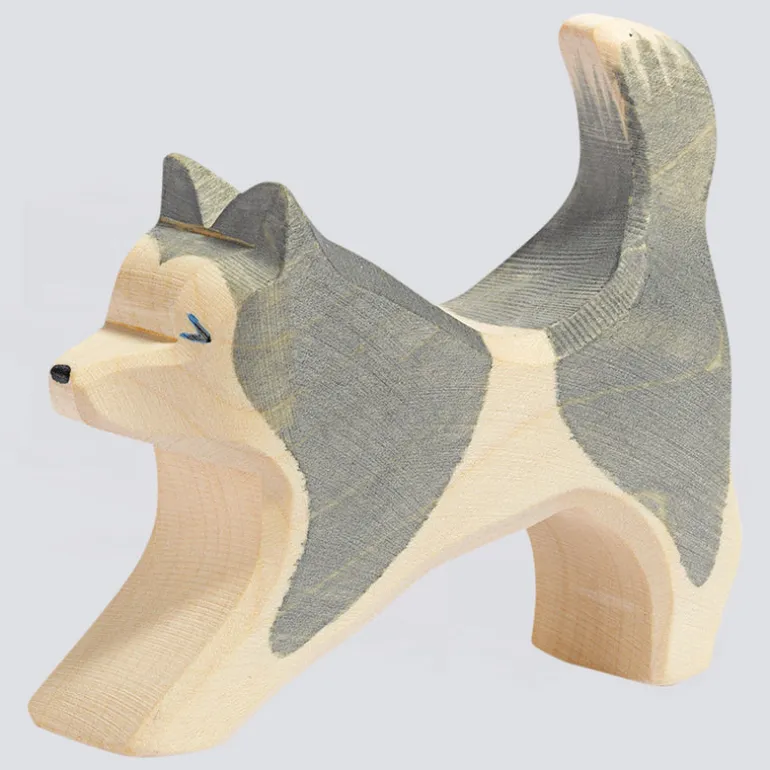 Ostheimer Holzfigur Schlittenhund laufend