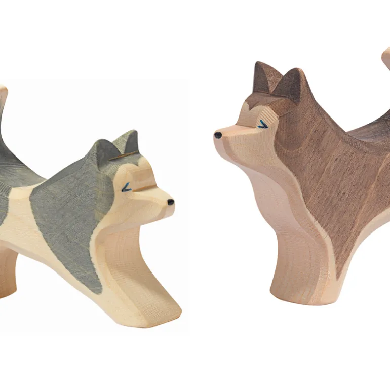 Ostheimer Holzfigur Schlittenhund laufend