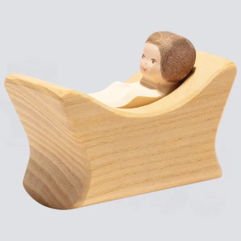 Ostheimer Holzfigur Wiege mit Kind