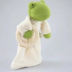 Schmusetuch Frosch mit Holzring