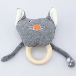 Wooly Organic Rassel Katze mit Holzring