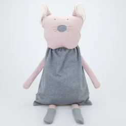 Wooly Organic Riesen-Kuscheltier Katze rosa mit Rucksack