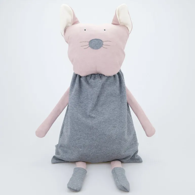 Wooly Organic Riesen-Kuscheltier Katze rosa mit Rucksack