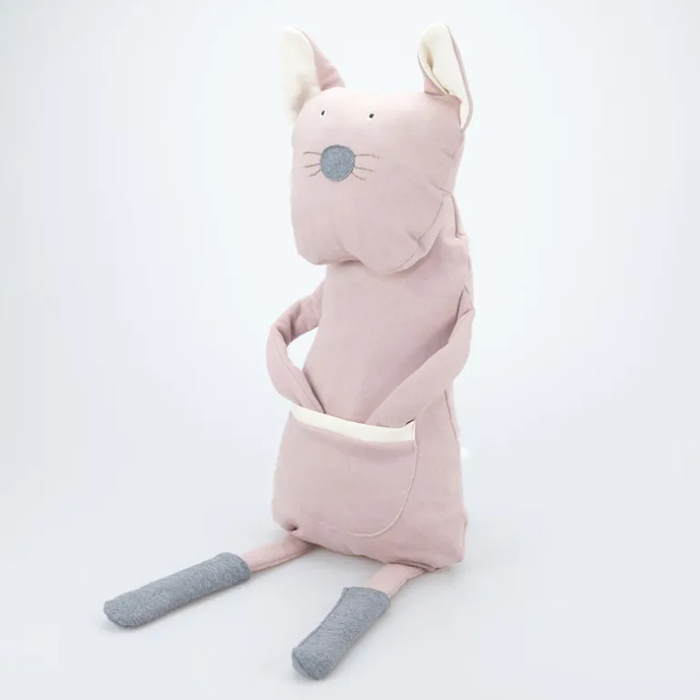 Wooly Organic Riesen-Kuscheltier Katze rosa mit Rucksack