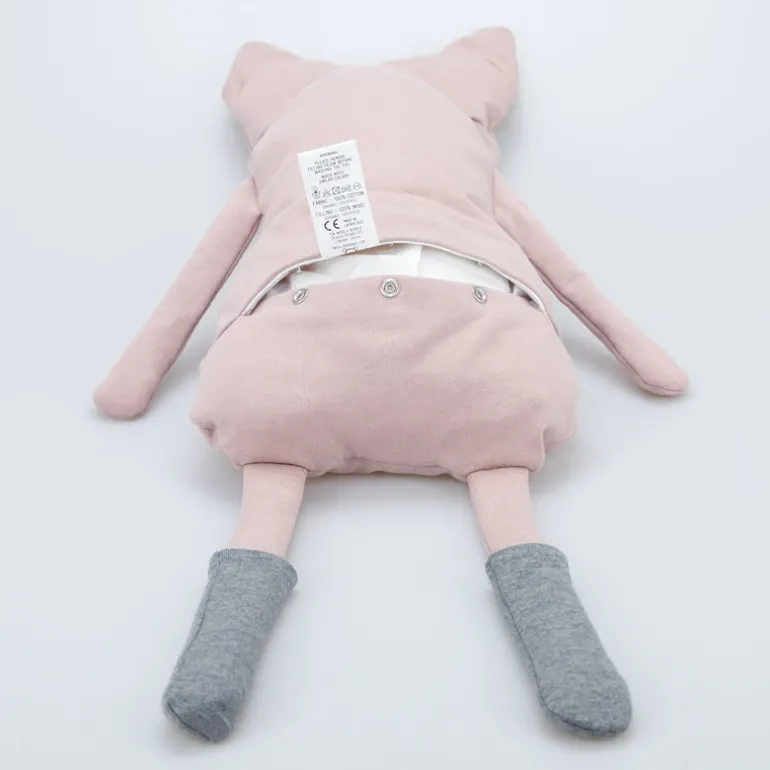 Wooly Organic Riesen-Kuscheltier Katze rosa mit Rucksack